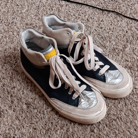 Rag & Bones RB Army High Suede Sneakers In Navy Combo Size 41 - Picture 1 of 8